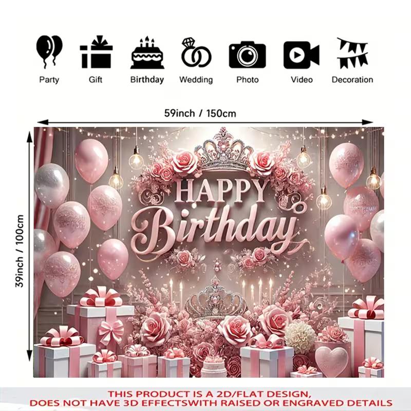 2D Pink Princess Crown Birthday Backdrop Banner Happy Birthday Party Photo Booth Background 47.2x31.5inch/120*80cm
2D Pink Princess Crown Birthday Backdrop Banner Happy Birthday Party Photo Booth Background 47.2x31.5inch/120*80cm