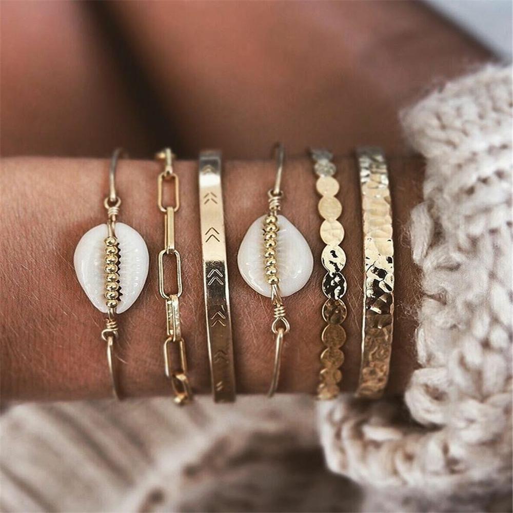 New Vintage Gold Color Geometric Round Chain White Stone Shell Bracelets For Women Boho Multiple Layers Bracelet Set Zircon
New Vintage Gold Color Geometric Round Chain White Stone Shell Bracelets For Women Boho Multiple Layers Bracelet Set Zircon
