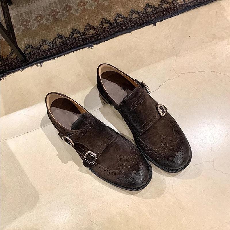 Современный акцент~ Резная двойная пряжка на толстом каблуке дышащие лоферы женские туфли-одинарки маленькие кожаные туфли 35
Современный акцент~ Резная двойная пряжка на толстом каблуке дышащие лоферы женские туфли-одинарки маленькие кожаные туфли 35