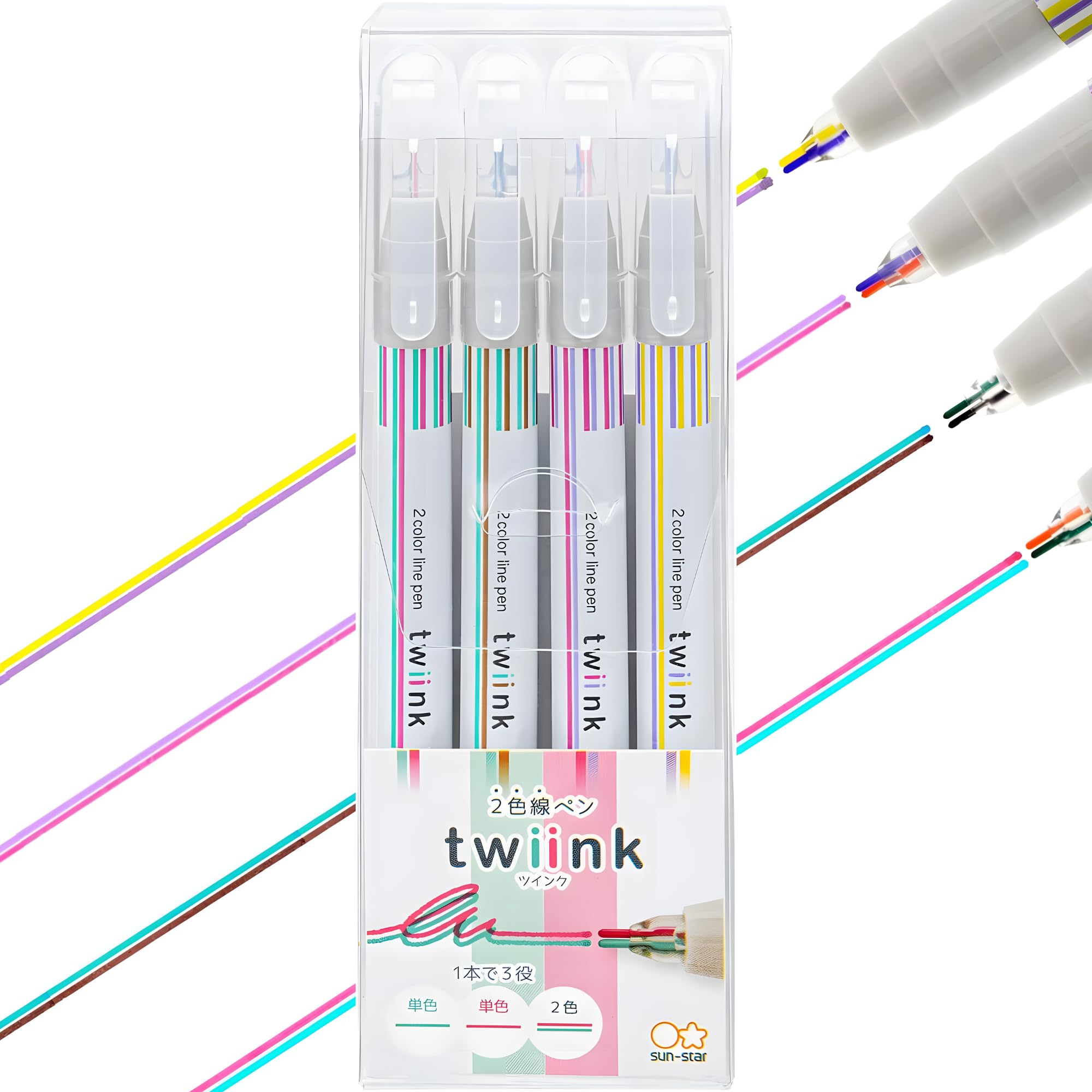 Sunstar Stationery Twink Line Set of S4540859 Water-Based Pen, 2-Color Pen, 4,
Sunstar Stationery Twink Line Set of S4540859 Water-Based Pen, 2-Color Pen, 4,