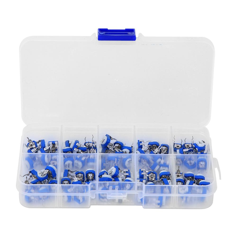 100PCS Blue & White Adjustable Resistor Set Potentiometer Kit Regulating Resistance Eletrical
100PCS Blue & White Adjustable Resistor Set Potentiometer Kit Regulating Resistance Eletrical