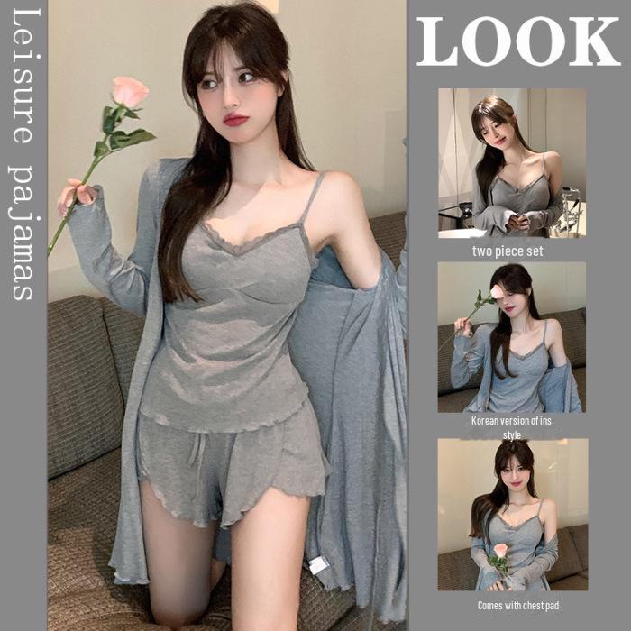 Женский сексуальный пижамный комплект из трех предметов: Летние подтяжки с подкладкой на груди, шорты и топ с длинным рукавом L (Recommended for 100-120 kg)
Женский сексуальный пижамный комплект из трех предметов: Летние подтяжки с подкладкой на груди, шорты и топ с длинным рукавом L (Recommended for 100-120 kg)