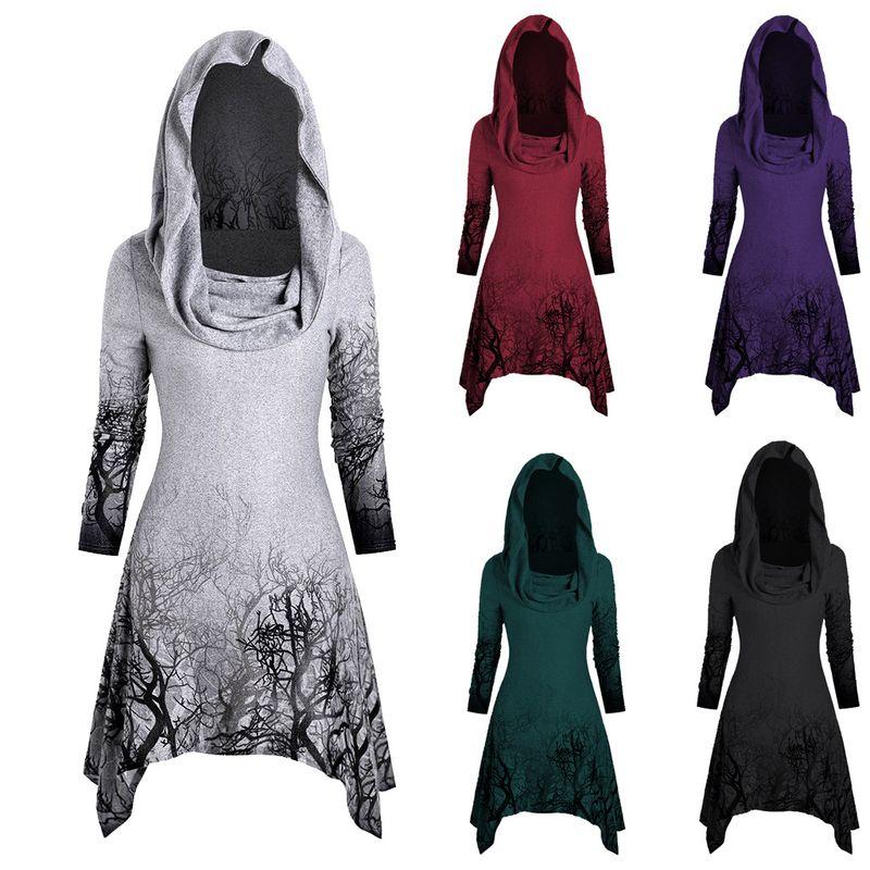 Fall and Winter New Arrival Women s Fashion Long Sleeves Halloween Branch Print Open Collar Asymmetric Hooded Cloak Tops Black L
Fall and Winter New Arrival Women s Fashion Long Sleeves Halloween Branch Print Open Collar Asymmetric Hooded Cloak Tops Black L