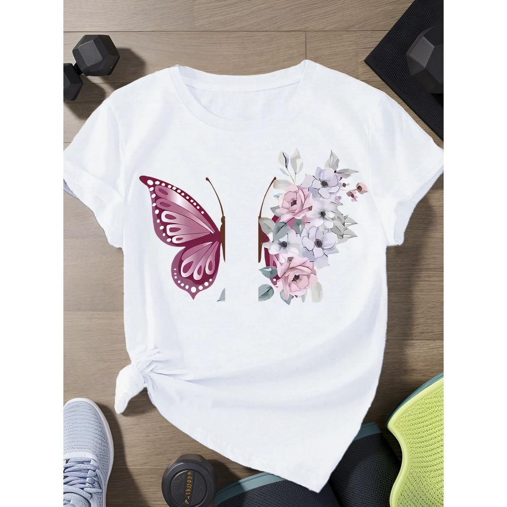 Women s Pink Butterfly with Floral Printed T-Shirt Fit Summer Short Sleeve Round Neck Top with For Casual Women Clothing XL
Women s Pink Butterfly with Floral Printed T-Shirt Fit Summer Short Sleeve Round Neck Top with For Casual Women Clothing XL