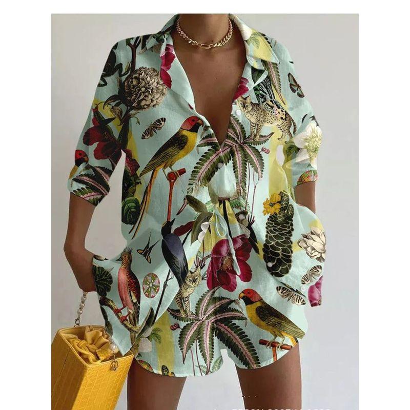 Printed Shirt Tie Shorts Two-Piece Set Print Shirt Shoelace Shorts Two-piece Set Green Stripes S
Printed Shirt Tie Shorts Two-Piece Set Print Shirt Shoelace Shorts Two-piece Set Green Stripes S