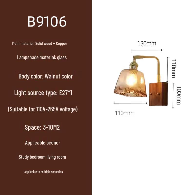 Vintage Wind Walnut Wood and Copper Rocker Arm Wall Lamp - Retro Glass Design for Hotel, Living Room, Bedroom, or Bedside. No Light Source
Vintage Wind Walnut Wood and Copper Rocker Arm Wall Lamp - Retro Glass Design for Hotel, Living Room, Bedroom, or Bedside. No Light Source