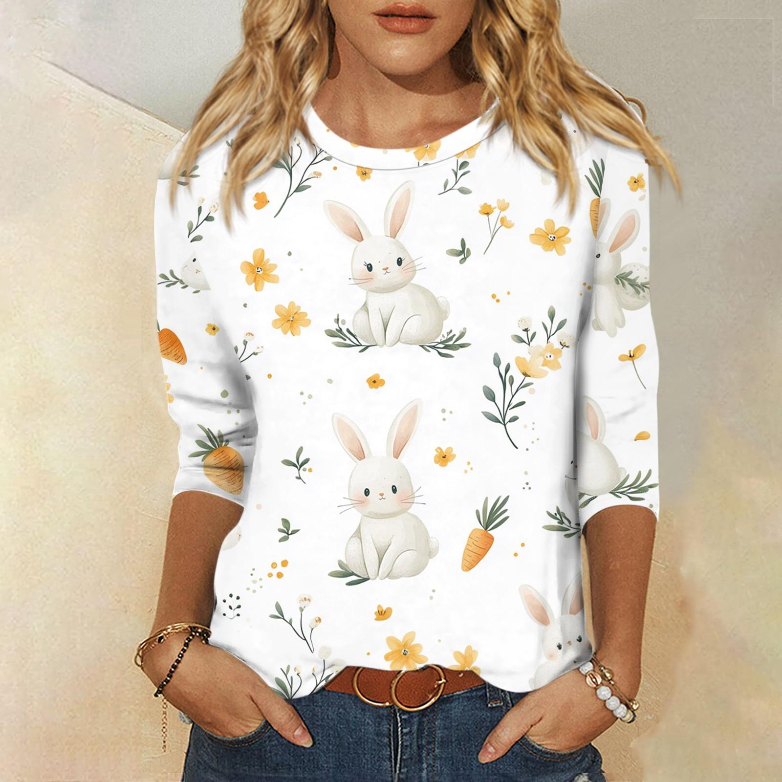 Топы с рукавами 3/4 для женщин, футболка, повседневные топы с принтом, футболка, пуловер с круглым вырезом, блузка XL белый
Топы с рукавами 3/4 для женщин, футболка, повседневные топы с принтом, футболка, пуловер с круглым вырезом, блузка XL белый