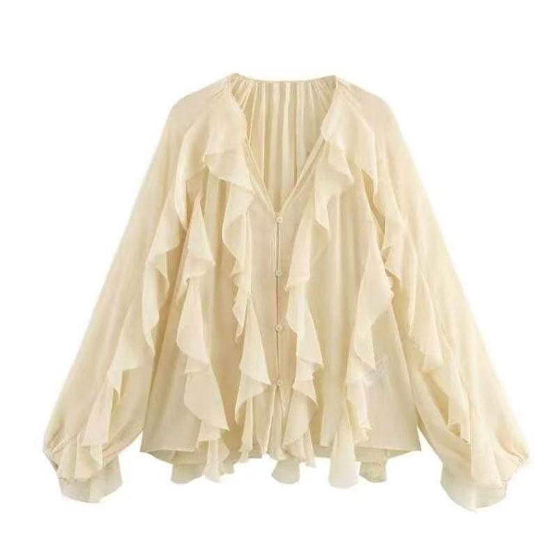 Fashion Women s Ruffles Shirts Loose Sexy V-neck Single Breasted Lantern Sleeve Blouse 2026 Spring Summer Lady Street Solid Color Tops L абрикосовий
Fashion Women s Ruffles Shirts Loose Sexy V-neck Single Breasted Lantern Sleeve Blouse 2026 Spring Summer Lady Street Solid Color Tops L абрикосовий