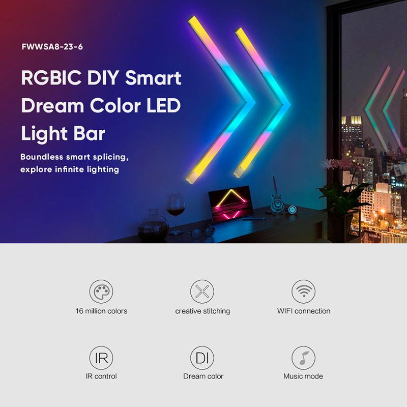 FWWSA8-23-6 6PCS Color Changing Wall Light Bar WiFi Smart LED DIY RGBIC Lamp Home Decoration US Plug
FWWSA8-23-6 6PCS Color Changing Wall Light Bar WiFi Smart LED DIY RGBIC Lamp Home Decoration US Plug