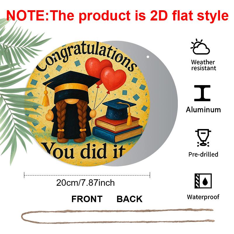 2D Flat 1pc, 8x8 in, Graduation Celebration Aluminum Metal Sign - Congratulations You Did It Round Plaque, Perfect for Door, Wall, or Wreath Decor 1pc
2D Flat 1pc, 8x8 in, Graduation Celebration Aluminum Metal Sign - Congratulations You Did It Round Plaque, Perfect for Door, Wall, or Wreath Decor 1pc