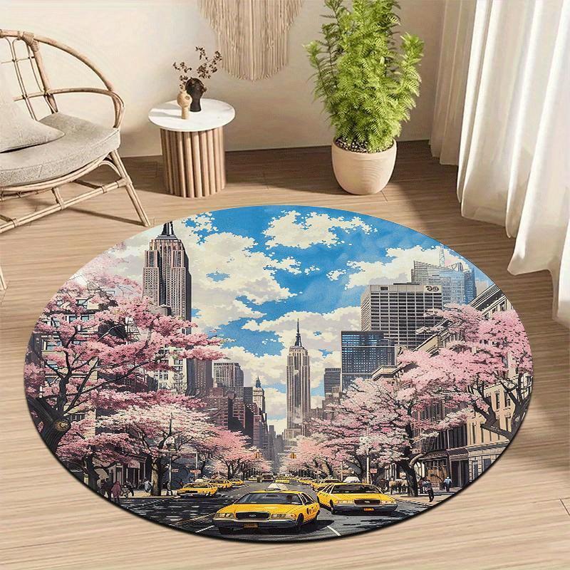 Romantic city views Flannel-printed round floor mats are slip-resistant Suitable for living room bedroom terrace garden carpets 60cm
Romantic city views Flannel-printed round floor mats are slip-resistant Suitable for living room bedroom terrace garden carpets 60cm