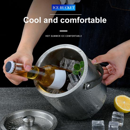 Stainless Steel Ice Bucket Portable Double-Layer Insulated Barrel with Handle Design Freezer Safe Beverage Cooler S
Stainless Steel Ice Bucket Portable Double-Layer Insulated Barrel with Handle Design Freezer Safe Beverage Cooler S