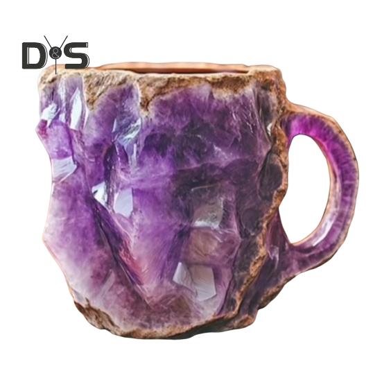 Минеральная искусственная хрустальная кофейная кружка, элегантная минеральная кружка, цветная полупрозрачная кружка для питья, чашки для чая, подарок для домашнего офиса 1pc фиолетовый