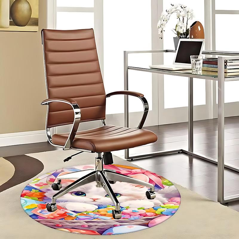 1pc Anime Design Round Carpet Cute White Kitten with Colorful Flowers Office Chair Mat, Non Slip Rug for Home Decor 80cm
1pc Anime Design Round Carpet Cute White Kitten with Colorful Flowers Office Chair Mat, Non Slip Rug for Home Decor 80cm