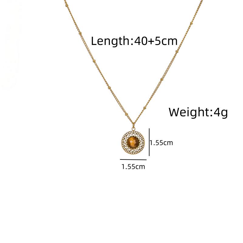 Винтажное ожерелье с каменным кулоном - Полый красный агат, нержавеющая сталь, регулируемая цепочка с богемным шармом