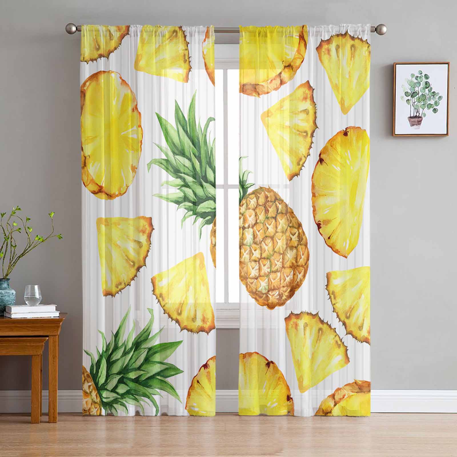 Watercolor Pineapple Texture Tulle Window Curtains for Bedroom Luxury Home Decor Drapes in Living Room Chiffon Panels 135W x 114H(cm)
Watercolor Pineapple Texture Tulle Window Curtains for Bedroom Luxury Home Decor Drapes in Living Room Chiffon Panels 135W x 114H(cm)