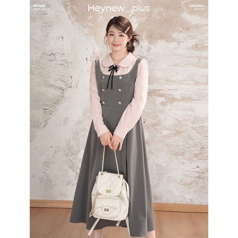 Heynew Plus-Size Women s Clothing, Fake Two-Piece Sweet Doll Collar Dress, Autumn Preppy Style Belly-Covering Long Dress Gray XXXL
Heynew Plus-Size Women s Clothing, Fake Two-Piece Sweet Doll Collar Dress, Autumn Preppy Style Belly-Covering Long Dress Gray XXXL