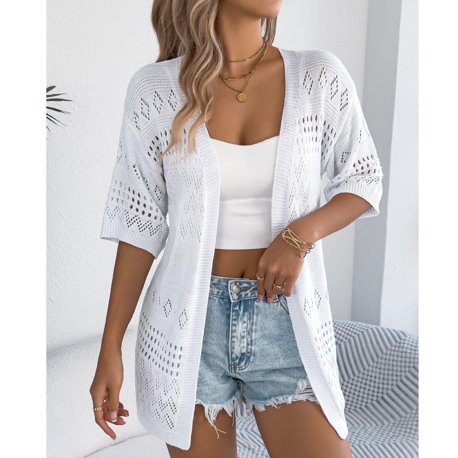 Женский повседневный и модный однотонный вязаный кардиган с вырезом и средним рукавом M белый
Женский повседневный и модный однотонный вязаный кардиган с вырезом и средним рукавом M белый