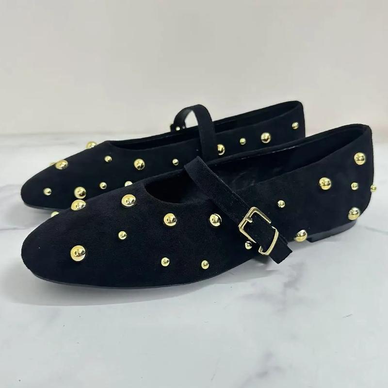 Gold Rivet Design Faux Suede Flats Women Round Toe Buckle Casual Shoes for Ladies Elegant Low Heel Soft Mary Jane Shoes 42 чорний
Gold Rivet Design Faux Suede Flats Women Round Toe Buckle Casual Shoes for Ladies Elegant Low Heel Soft Mary Jane Shoes 42 чорний