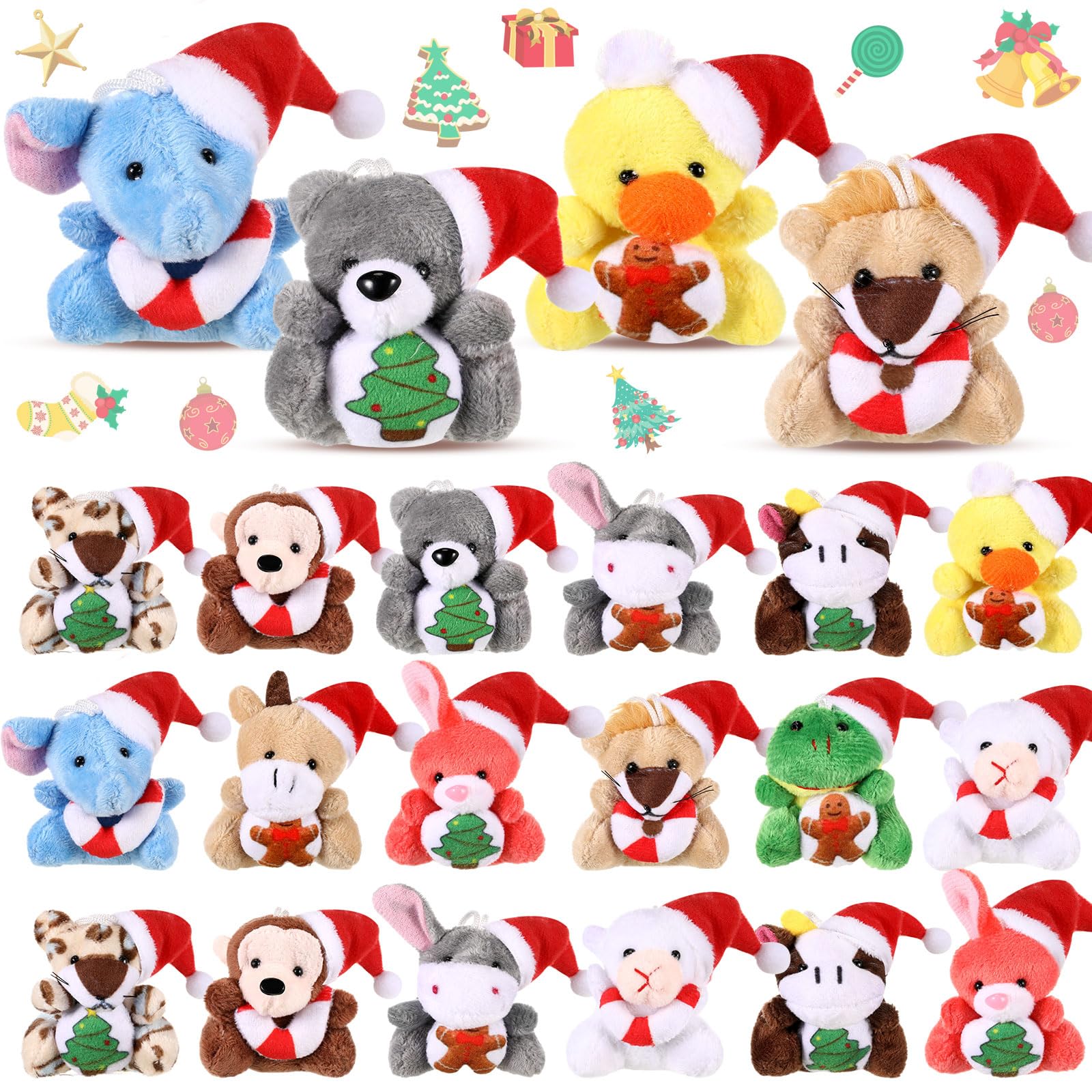 12-120 Pcs Mini Animal Plush Playthings Xmas Stuffed Animal Bulk designed for Xmas Gifts Xmas Tree Plush Ornaments Goodie Pouch Fillers -A9658
12-120 Pcs Mini Animal Plush Playthings Xmas Stuffed Animal Bulk designed for Xmas Gifts Xmas Tree Plush Ornaments Goodie Pouch Fillers -A9658