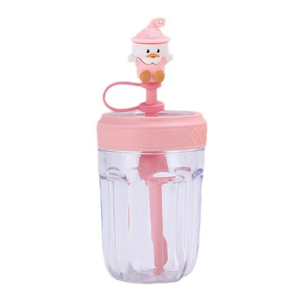 С соломинкой, соломенная питьевая чашка 400 мл, чашка для помешивания, мультяшная утка, бутылки для воды, напитки розовый