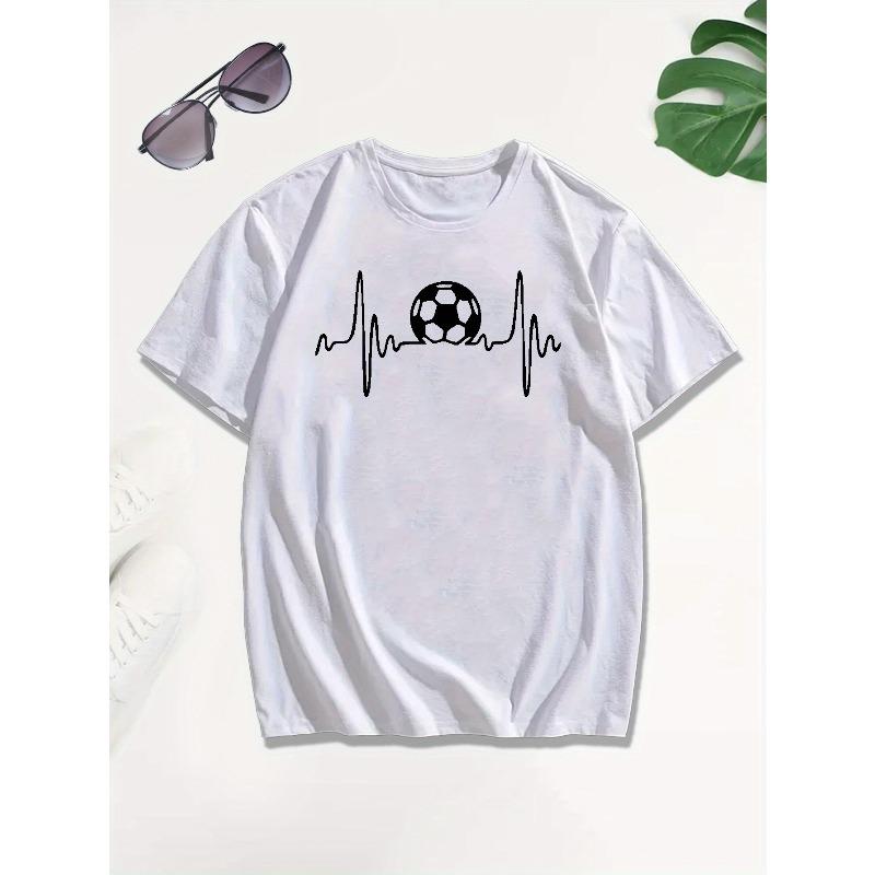 European sizes Men s Soccer Heartbeat Rhythm & Soccer Ball Motion Graphic T-Shirt - White Retro Fan Tee with Black & White Print, Casual S белый
European sizes Men s Soccer Heartbeat Rhythm & Soccer Ball Motion Graphic T-Shirt - White Retro Fan Tee with Black & White Print, Casual S белый