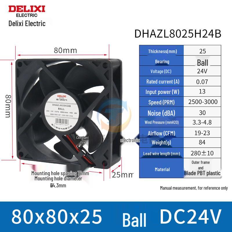 Delixi 220V Axial Flow Cooling Fan for Electrical Box/Welder, 80x80x25MM
Delixi 220V Axial Flow Cooling Fan for Electrical Box/Welder, 80x80x25MM