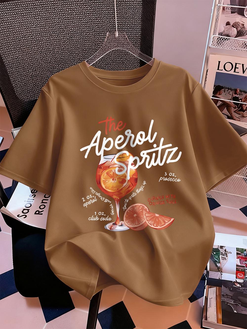 Aperol Spritz Lemon Drink Prints TShirt Womens Cotton Summer Short Sleeve Tops Comfortable Loose ONeck T Shirt Sporty Clothes S
Aperol Spritz Lemon Drink Prints TShirt Womens Cotton Summer Short Sleeve Tops Comfortable Loose ONeck T Shirt Sporty Clothes S