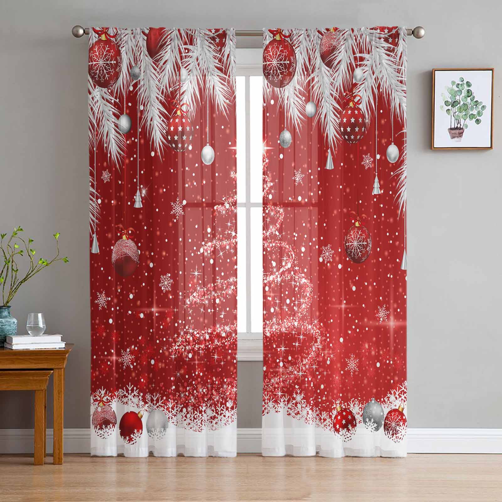 Cedar Leaf Christmas Ball Christmas Tree Red Sheer Curtains Living Room Decoration Window Curtains Kitchen Tulle Voile Curtains W135 x H115cm x1
Cedar Leaf Christmas Ball Christmas Tree Red Sheer Curtains Living Room Decoration Window Curtains Kitchen Tulle Voile Curtains W135 x H115cm x1