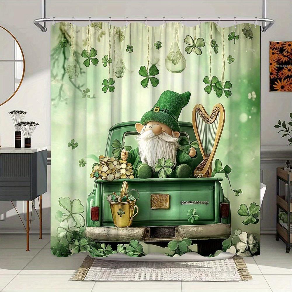St. Patrick s Day Shower Curtain - Leprechaun, Green Hat & Shamrocks, Floating Clovers & Harp, Water-Resistant Polyester W90xH180cm
St. Patrick s Day Shower Curtain - Leprechaun, Green Hat & Shamrocks, Floating Clovers & Harp, Water-Resistant Polyester W90xH180cm