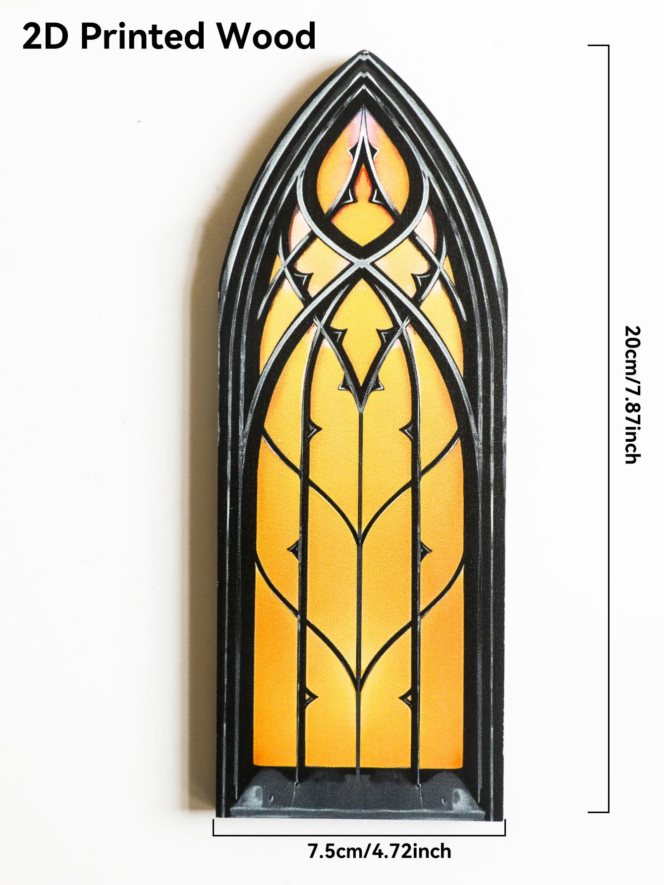 Gothic Church Window Style Desktop Decor Floral/Geometric Pattern Halloween Decoration Wooden Tabletop Ornaments for Home, Shelf
Gothic Church Window Style Desktop Decor Floral/Geometric Pattern Halloween Decoration Wooden Tabletop Ornaments for Home, Shelf