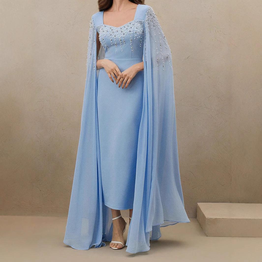 Light Luxury Rhinestone Pearl Strapless Evening Dress, Square Neck Beaded Shawl Dress European and American Style Banquet Midi Dress S
Light Luxury Rhinestone Pearl Strapless Evening Dress, Square Neck Beaded Shawl Dress European and American Style Banquet Midi Dress S