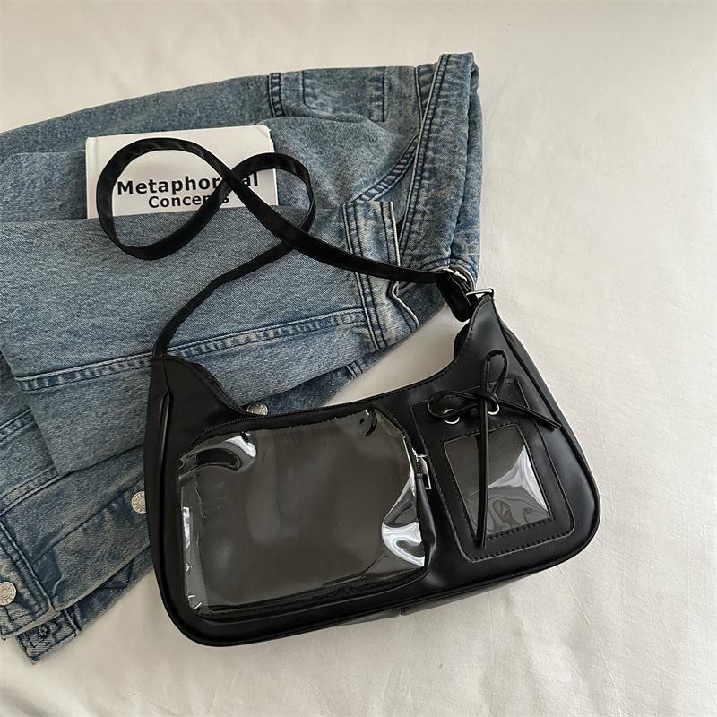 Summer new fashion transparent design handbag niche high-end shoulder messenger bag casual bag No pendant чёрный
Summer new fashion transparent design handbag niche high-end shoulder messenger bag casual bag No pendant чёрный