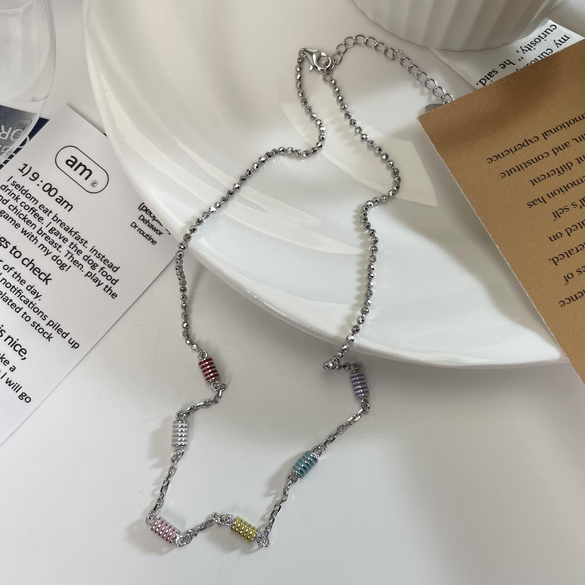 S925 Sterling Silver Colorful Tube Bead Necklace - Summer Dopamine Design, Unique Clavicle Chain 925 Silver
S925 Sterling Silver Colorful Tube Bead Necklace - Summer Dopamine Design, Unique Clavicle Chain 925 Silver