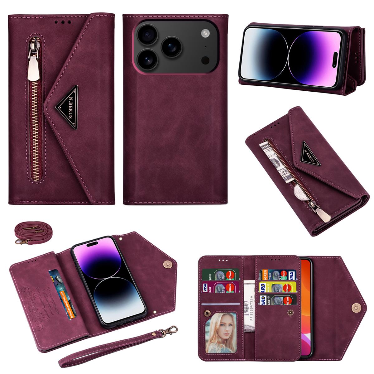 N.BEKUS For iPhone 17 Pro Max Cases Skin-Touch Leather Wallet Phone Cover with Straps Wine Red
N.BEKUS For iPhone 17 Pro Max Cases Skin-Touch Leather Wallet Phone Cover with Straps Wine Red