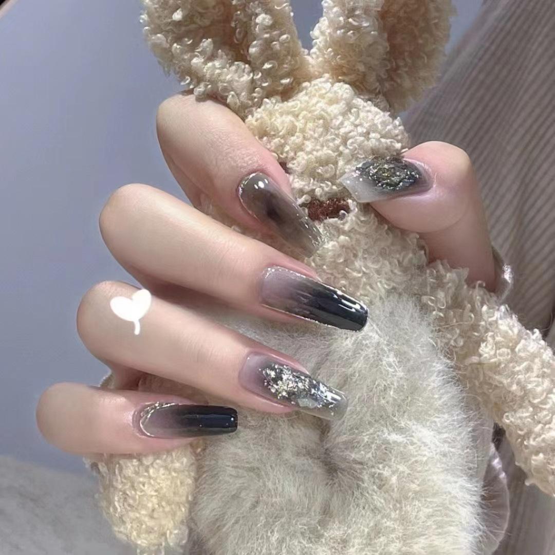 Handcrafted Press-On Nails: Skin-Brightening Dark Niche Style with Black Gradient & Champagne Diamond Design, Perfect for Weddings & DIY. Small S
Handcrafted Press-On Nails: Skin-Brightening Dark Niche Style with Black Gradient & Champagne Diamond Design, Perfect for Weddings & DIY. Small S