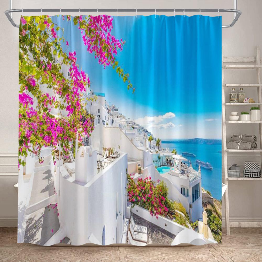 Seaside Townscape Shower Curtain Mediterranean Blue White Architectural Natural Flowers Ocean Polyester Bathroom Curtains Decor W60H190(CM)-1 Pcs
Seaside Townscape Shower Curtain Mediterranean Blue White Architectural Natural Flowers Ocean Polyester Bathroom Curtains Decor W60H190(CM)-1 Pcs