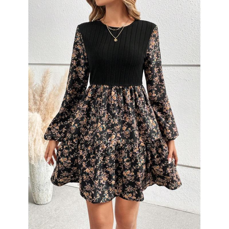 Women Floral Print Long Sleeve Mini Dress Round Neck A Line Casual Fall Dress S чёрный
Women Floral Print Long Sleeve Mini Dress Round Neck A Line Casual Fall Dress S чёрный