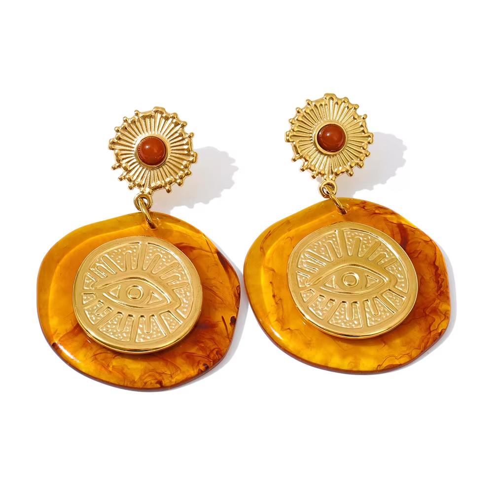 Ypup New Resin Acrylic Round Sun Flower Drop Dangle Earrings Golden Stainless Steel Autumn Winter Style Jewelry Waterproof Gift
Ypup New Resin Acrylic Round Sun Flower Drop Dangle Earrings Golden Stainless Steel Autumn Winter Style Jewelry Waterproof Gift