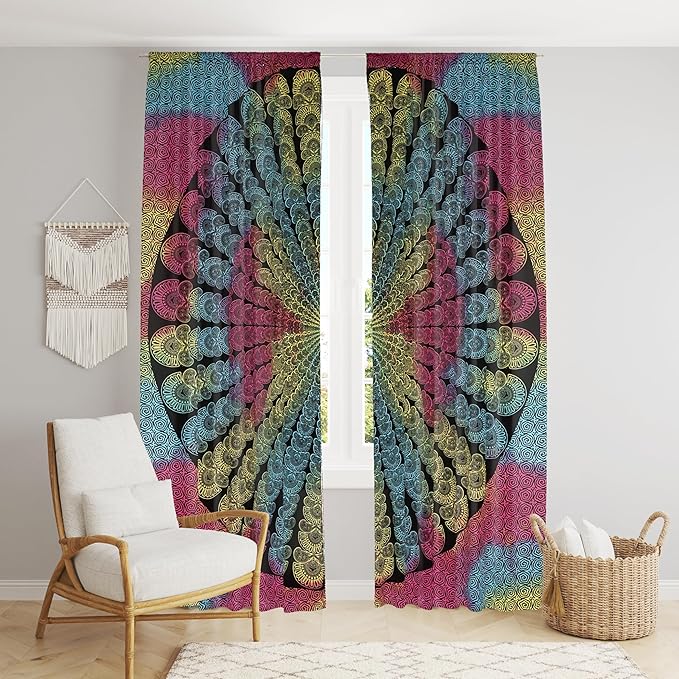 Bless International Beautiful Indian Bohemian Psychedelic Hippie Tie Dye Window Curtain Panels for Bedroom, Living, Balcony (Tie Dye Peacock) 83 L x 38 W
Bless International Beautiful Indian Bohemian Psychedelic Hippie Tie Dye Window Curtain Panels for Bedroom, Living, Balcony (Tie Dye Peacock) 83 L x 38 W