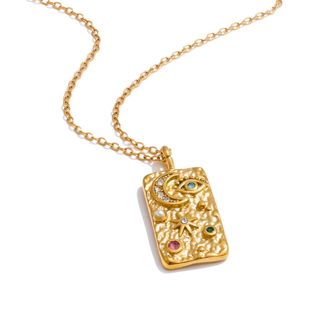 Yhpup New Arrivals Zirconia Star Moon Rectangle Pendant Necklace Fashion Stainless Steel Charm 18K Golden PVD Jewelry for Women
Yhpup New Arrivals Zirconia Star Moon Rectangle Pendant Necklace Fashion Stainless Steel Charm 18K Golden PVD Jewelry for Women