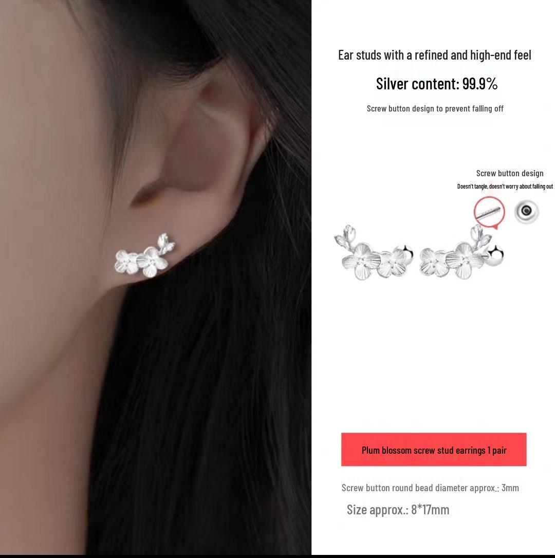 S999 Silver Chinese Plum Blossom Cartilage Stud Earrings for Women - Elegant, Versatile, and Simple Screw Back Jewelry. 99 Silver
S999 Silver Chinese Plum Blossom Cartilage Stud Earrings for Women - Elegant, Versatile, and Simple Screw Back Jewelry. 99 Silver