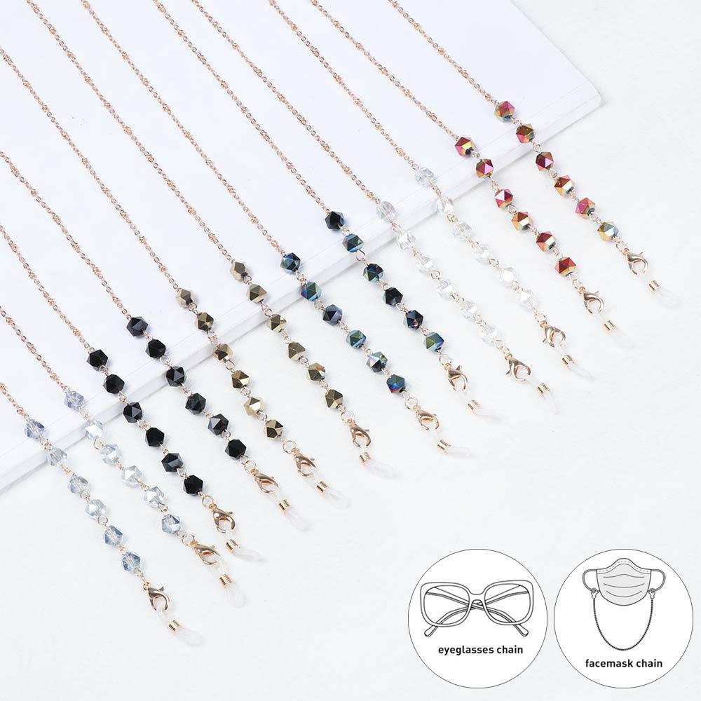 Металлический удлинитель с защитой от потери, цепочка для очков с кристаллами и бисером, цепочка для очков, держатель для очков, ремешки для очков