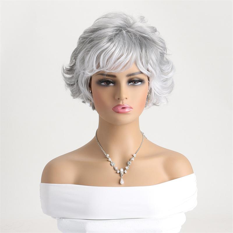 Natural Synthetic Short Curly Wigs Wig with Bangs Pixie Cut Wig for Women Cosplay Elder Lady Mommy Hair
Natural Synthetic Short Curly Wigs Wig with Bangs Pixie Cut Wig for Women Cosplay Elder Lady Mommy Hair