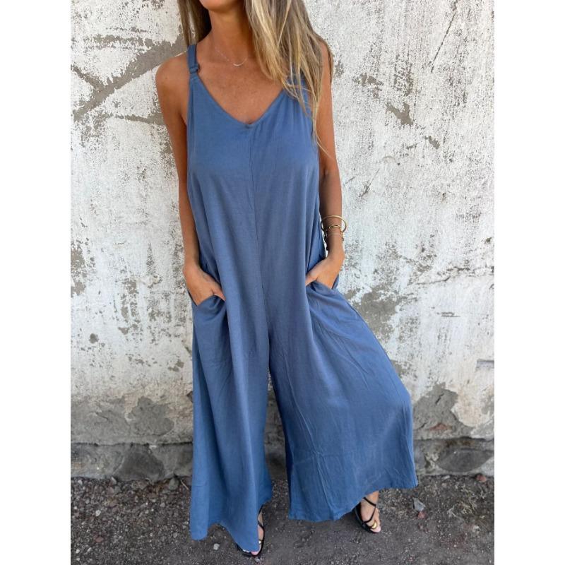 Женская мода повседневная летняя весна однотонная без рукавов с V-образным вырезом свободная талия брюки комбинезоны и комбинезоны XXXL королевский синий
Женская мода повседневная летняя весна однотонная без рукавов с V-образным вырезом свободная талия брюки комбинезоны и комбинезоны XXXL королевский синий