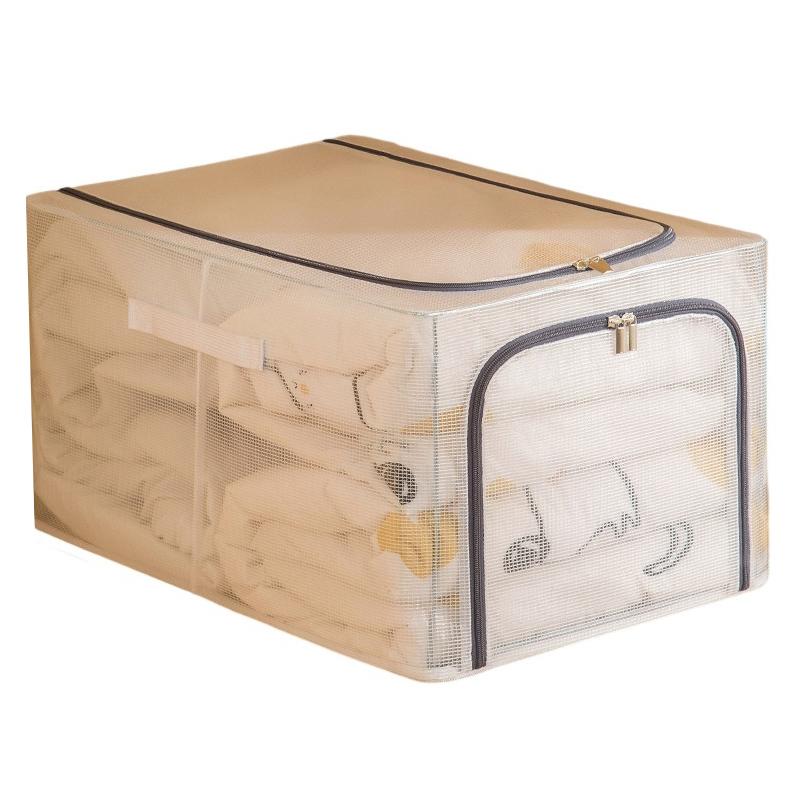 55L Storage Box Transparent PVC Metal Frame Organizer for Clothes Blankets Bedding B
55L Storage Box Transparent PVC Metal Frame Organizer for Clothes Blankets Bedding B