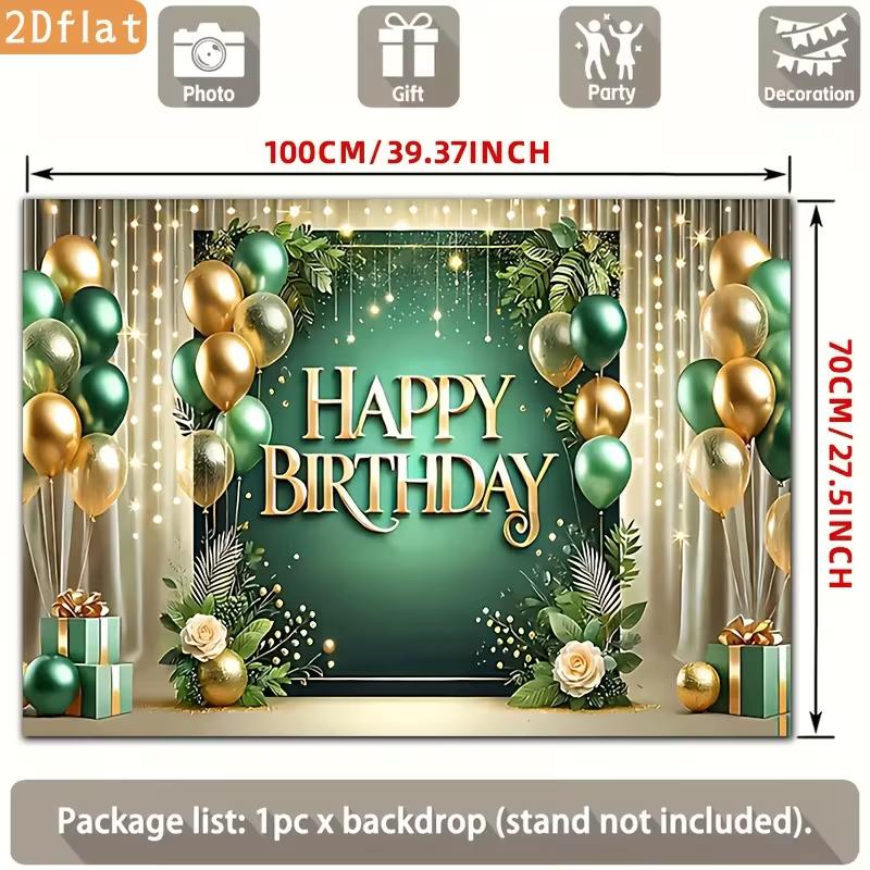 2D Emerald Green Gold Birthday Backdrop, Balloon and Gift Box Party Photography Background 47.2x31.5inch/120*80cm
2D Emerald Green Gold Birthday Backdrop, Balloon and Gift Box Party Photography Background 47.2x31.5inch/120*80cm