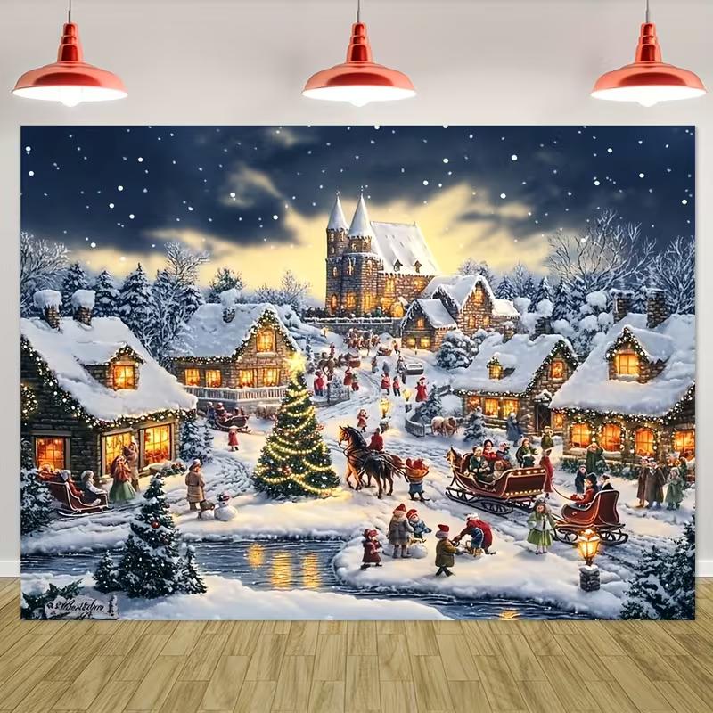 2D Cozy Winter Christmas Backdrop, Snow-Covered Village with Lights & Holiday Activities 47.2x31.5inch/120*80cm
2D Cozy Winter Christmas Backdrop, Snow-Covered Village with Lights & Holiday Activities 47.2x31.5inch/120*80cm