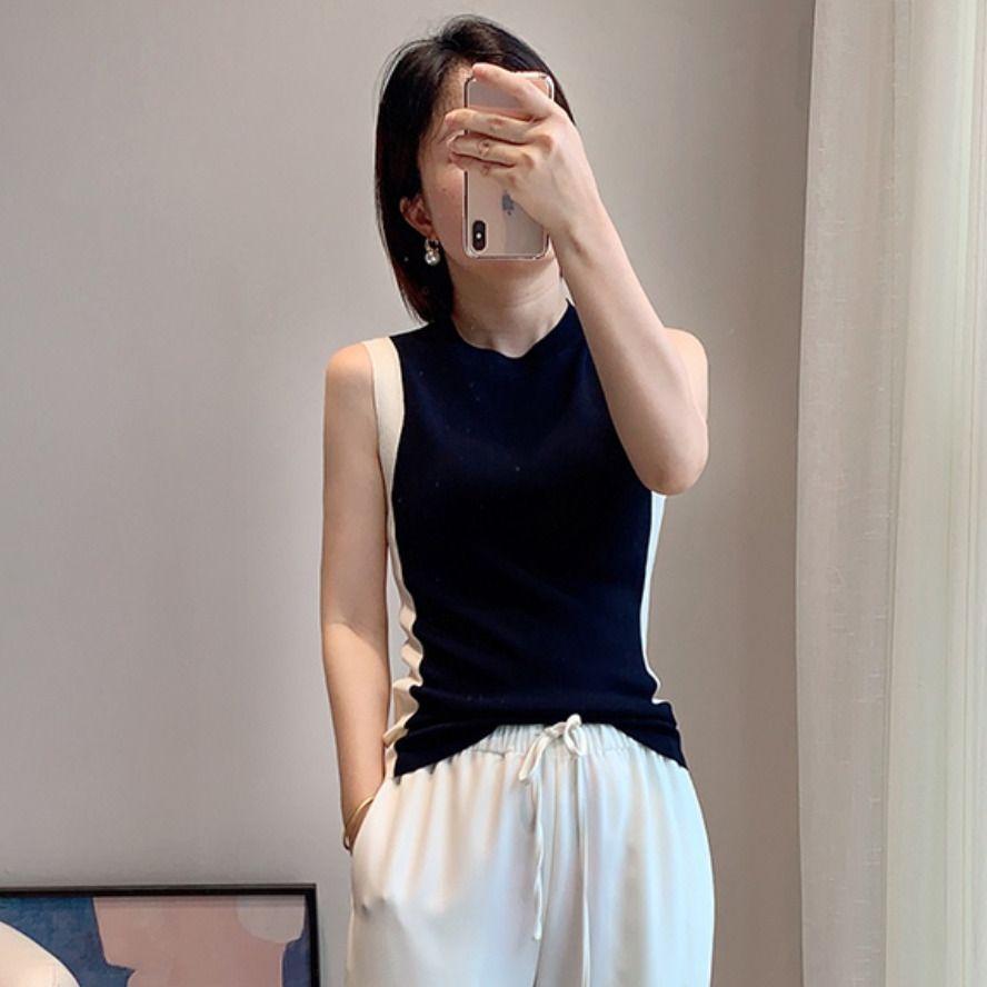 Women s Simple Color Block Knit Vest Top Summer Outer Wear Ice Silk Camisole Sleeveless L чорний
Women s Simple Color Block Knit Vest Top Summer Outer Wear Ice Silk Camisole Sleeveless L чорний