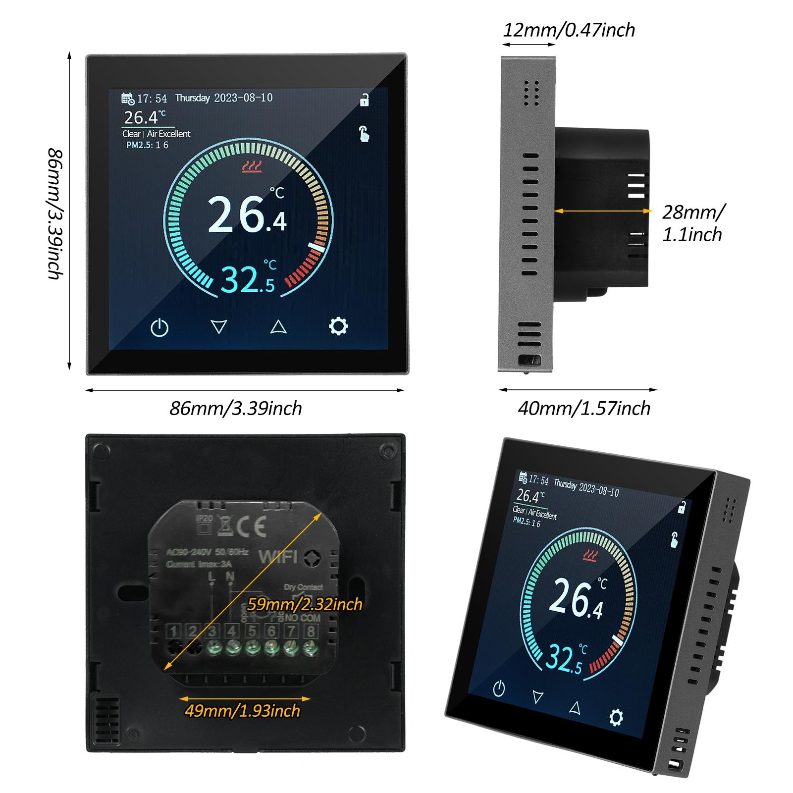 HYT001 WIFI Smart Heating Thermostat Digital Temperature Controller Mobile Phone APP Control Touchscreen LCD Display Weekly Programmable Thermostat An
HYT001 WIFI Smart Heating Thermostat Digital Temperature Controller Mobile Phone APP Control Touchscreen LCD Display Weekly Programmable Thermostat An